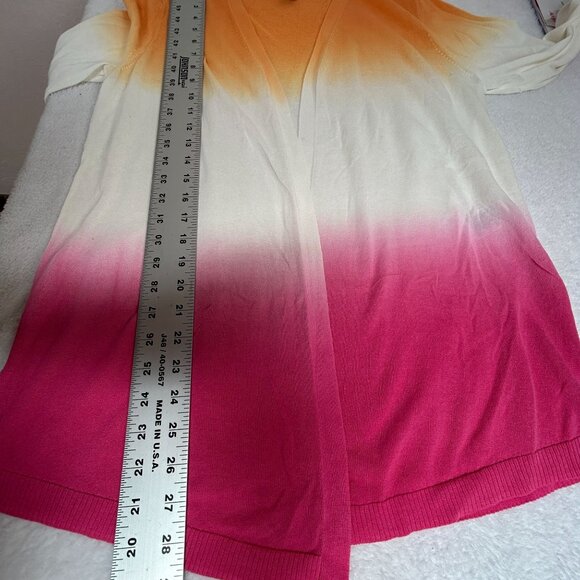Chico's Womens Open Front Ombré Knit Cardigan Sweater Size 1, Medium Orange Pink - Picture 7 of 8